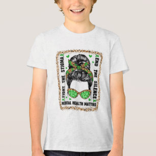 Messy Bun Hair Women Mental Health S Awareness Leo Tri-Blend Shirt