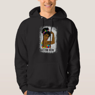Messy Bun Hair Women Unbreakable Autism Mum Hoodie