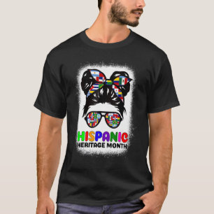 Messy Bun Hispanic Women Girls Hispanic Heritage M T-Shirt