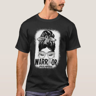 Messy Bun Leopard Grey Ribbon Aphasia Warrior T-Shirt