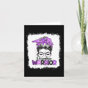 Messy Bun Leopard Print Purple Ribbon Overdose Awa Card
