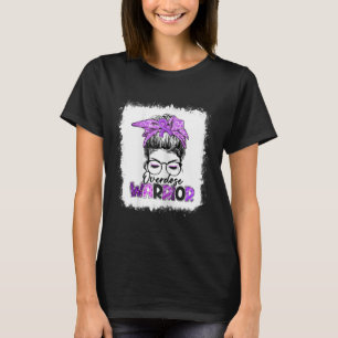Messy Bun Leopard Print Purple Ribbon Overdose Awa T-Shirt