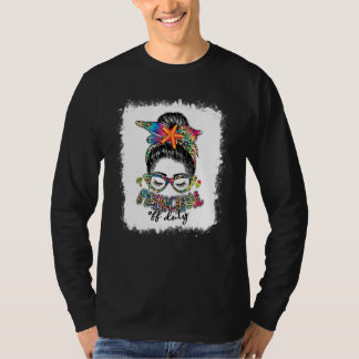 Messy Bun Leopard Tie Dye Principal Off Duty Summe T-Shirt