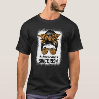 Messy Bun Leoprad Awesome Since 1994 28 Years Old  T-Shirt
