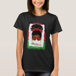 Messy Bun Malawian Malawi Flag Womens Woman Girl T-Shirt