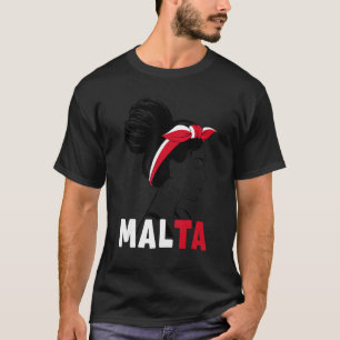 Messy Bun Malta Flag Maltese For Girls Womens T-Shirt