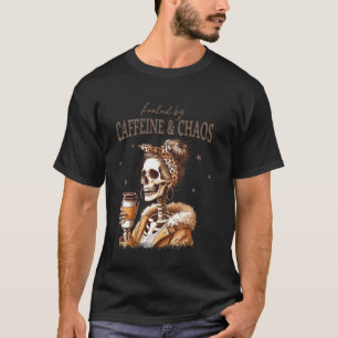 Messy Bun Mama Coffee Skeleton Mothers Day Chaos M T-Shirt