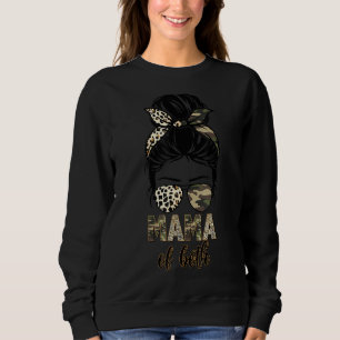 Messy Bun Mama Of Both Leopard & Camo Mother's Day Sweatshirt