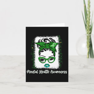 Messy Bun Mental Health Awareness Ribbon Month May Card