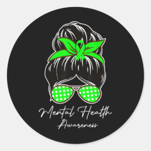 Messy Bun Mental Health S Mental Health Awareness  Classic Round Sticker