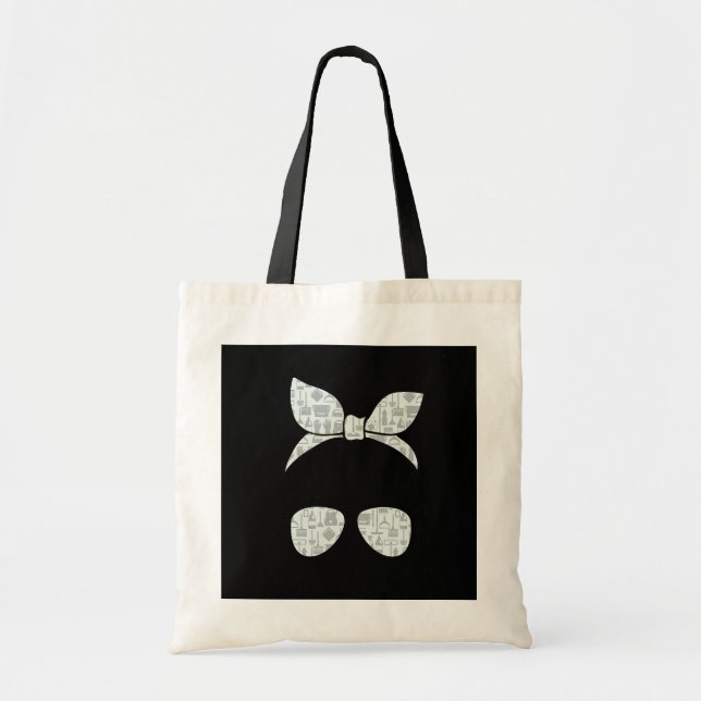 Messy Bun Mum Bandanna Glasses Housekeeping Life Tote Bag (Front)