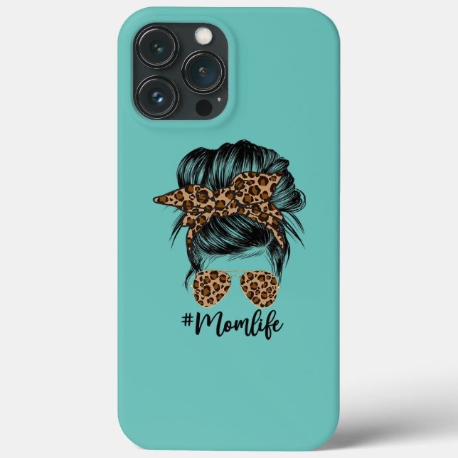 Messy Bun Mum Leopard Messy Hair Bun Moms Life Case-Mate iPhone Case (Back)