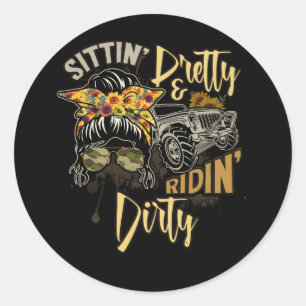 Messy Bun Mum Sunglasses UTV Offroad SXS Life Ridi Classic Round Sticker