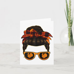 Messy Bun Mum Thanksgiving Day Turkey Sungles Plai Card