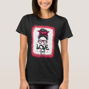 Messy Bun One Loved Aunt Mother Mummy Women Valent T-Shirt