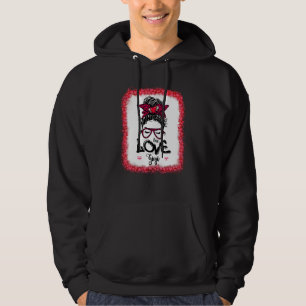 Messy Bun One Loved Gigi Mother Mommy Women Valent Hoodie