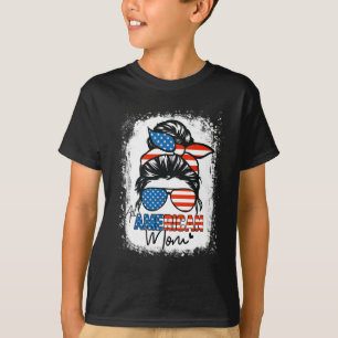 Messy Bun Patriotic Shirt All American Mum 4th Of