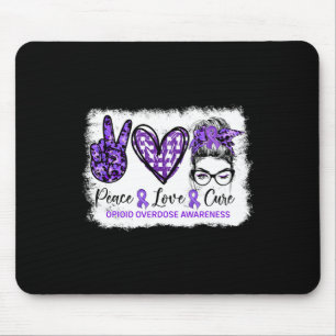 Messy Bun Peace Love Cure Purple Ribbon Opioid Ove Mouse Pad