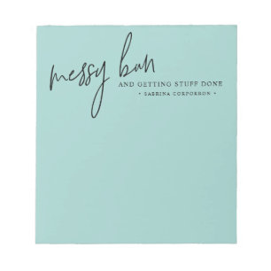 Messy Bun Personalised To Do List Turquoise Notepad
