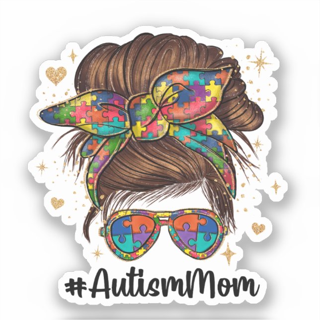Messy Bun Proud Autism Mum (Front)