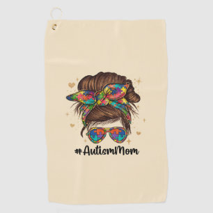 Messy Bun Proud Autism Mum Golf Towel