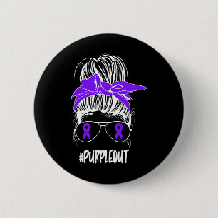 Messy Bun Purple Out Epilepsy Fighter Awareness Mo 6 Cm Round Badge