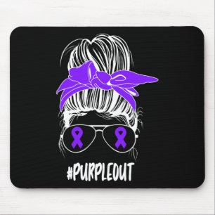 Messy Bun Purple Out Epilepsy Fighter Awareness Mo Mouse Pad
