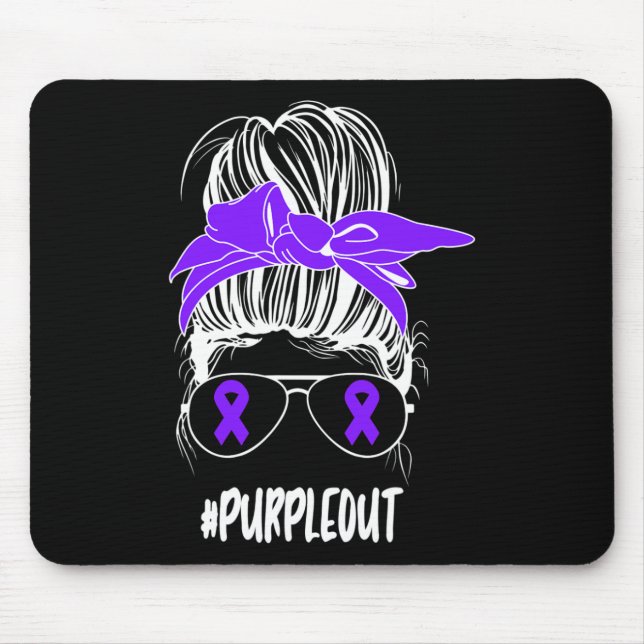 Messy Bun Purple Out Epilepsy Fighter Awareness Mo Mouse Pad (Front)