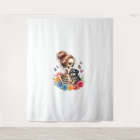 Messy Bun Skeleton Cute Puppy Dog Lovers Halloween