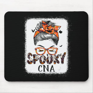 Messy Bun Spooky Doctor Women Pumpkin Halloween Ba Mouse Pad