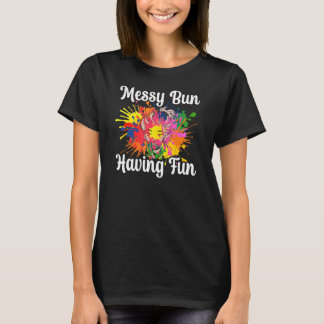 Messy Bun Summer Women Grumpy Style Cute Hair T-Shirt