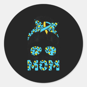 Messy Bun Sunglass Leopard Down Syndrome Awareness Classic Round Sticker