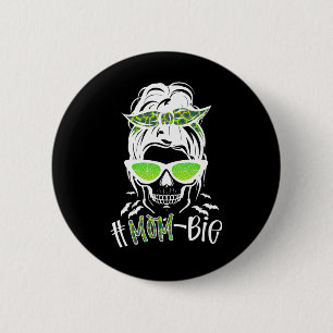 Messy Bun Zombie Mum Fun Halloween Costume Skull 6 Cm Round Badge