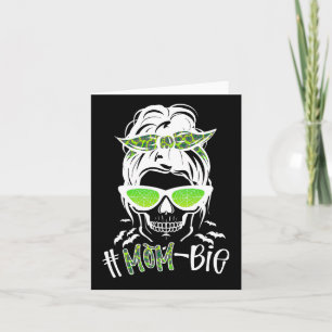 Messy Bun Zombie Mum Fun Halloween Costume Skull Card