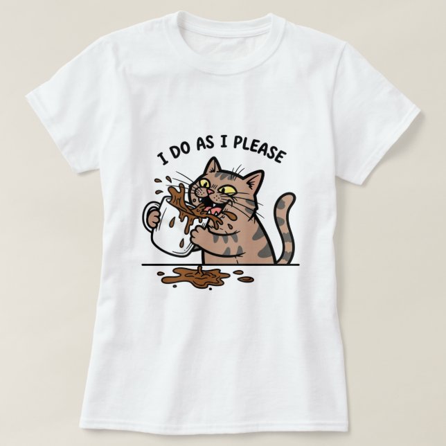 Messy cat drinking coffeeT-Shirt T-Shirt (Design Front)