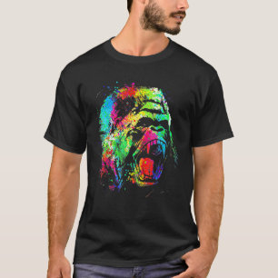 Messy Colour Gorilla Rainbow Splatter Colourful Go T-Shirt
