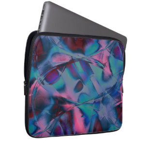 Messy curves polished of bright cyan to pink hues laptop sleeve