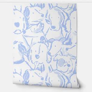 Messy Dog Sketches - Animal Sketch - Coastal Blue Wallpaper