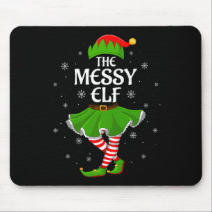 Messy Elf Christmas Family Girls Women Elf Squad X Mouse Pad