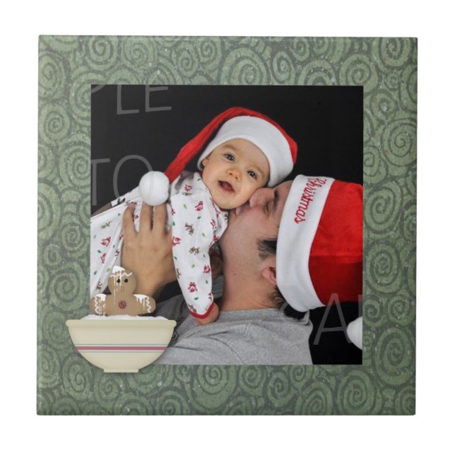 Messy Gingerbread Man Custom Holiday Photo Tile (Front)