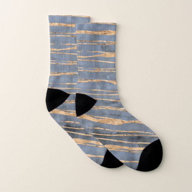 Messy Gold Line | Blue Periwinkle | Professional Socks (Pair)