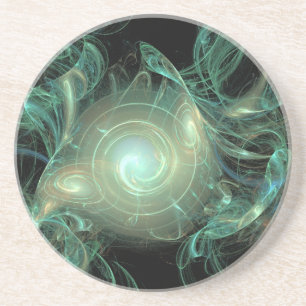 Messy Green Hair Abstract Coaster