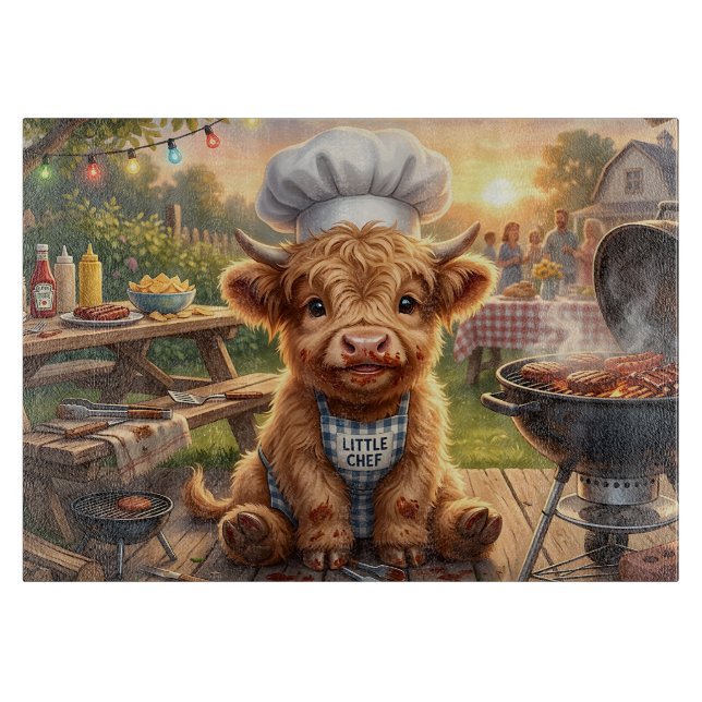Messy Grilling Highland cow Cutting Board (Front)