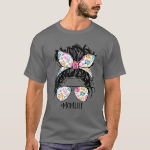 Messy Hair Bun Mum Life Tie Dye Mother's Day Women T-Shirt
