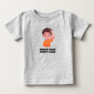 Messy Hair Don't Care Funny Kids Shirt CuteT-Shirt