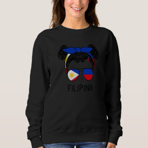 Messy Hair Filipina Girl Philippines Pride Women L Sweatshirt