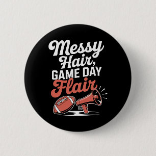 Messy Hair Flair Cheer Footll Cheerleading Mum Of  6 Cm Round Badge