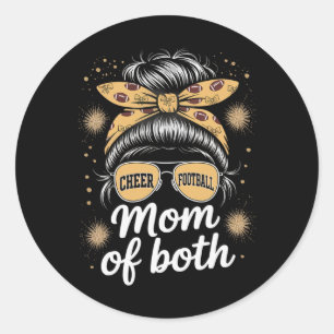 Messy Hair Flair Cheer Footll Cheerleading Mum Of Classic Round Sticker