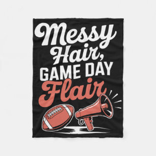 Messy Hair Flair Cheer Footll Cheerleading Mum Of Fleece Blanket