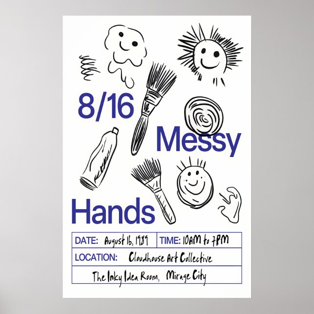 Messy Hands Poster Print Playful Brushstrokes (Front)